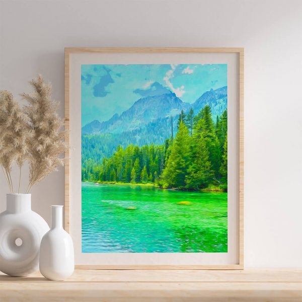 Mountains And Lake Digital Wall Art third Picture