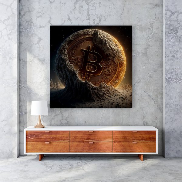 Bitcoin In Space Printable Digital Illustration, Poster Second Image